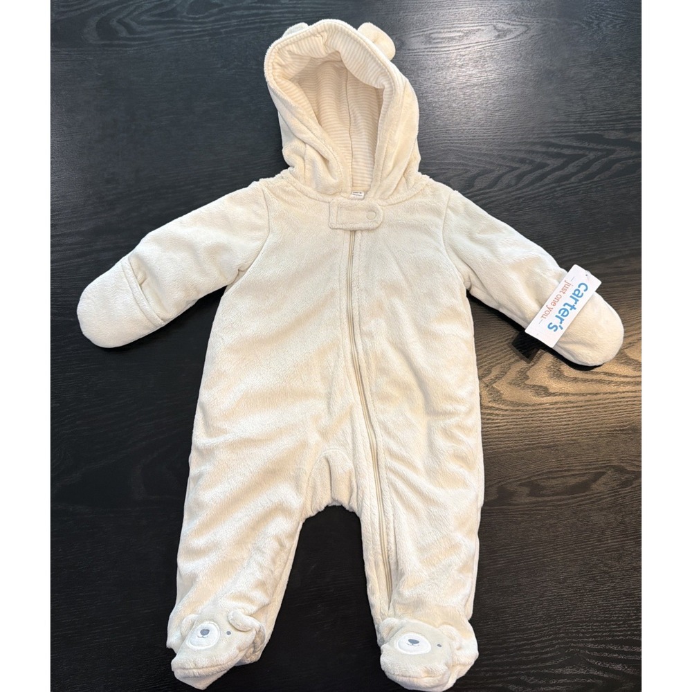 Carters Baby‎ Bunting Bear Footed Winter Snowsuit Zip Hooded Newborn NWT